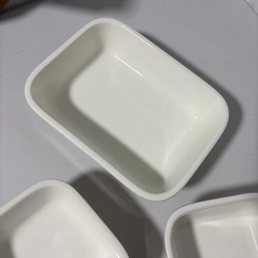 French Bull Rainbow Geometrical Ceramic Rectangular 3 Bowl Set